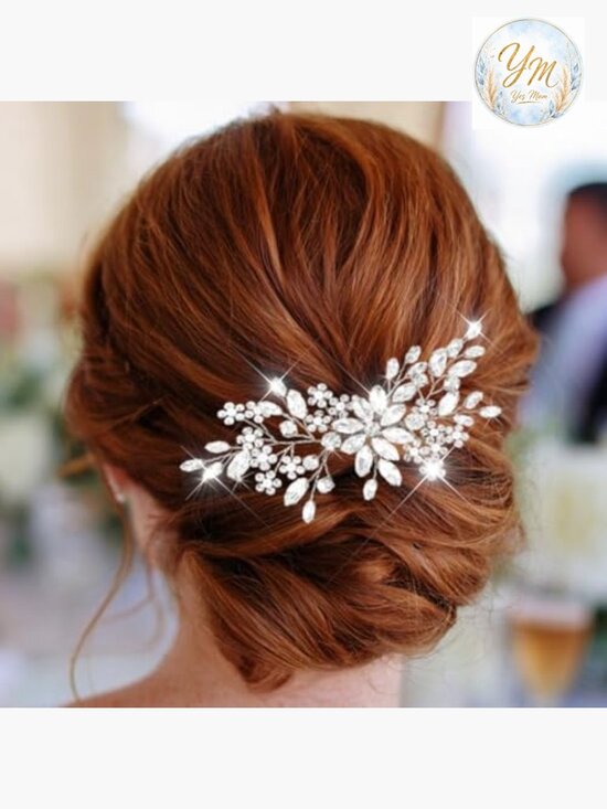 Crystal Bridal Hair Comb Rhinestones Wedding Flower Clip Hairpiece for Women main image 6